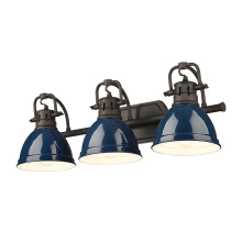 Golden 3602-BA3 RBZ-NVY - Yep by Golden Lighting Duncan 3-light Vanity in Rubbed Bronze and Navy Blue shade